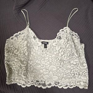 Express Floral Lace Top in Light Sage Green